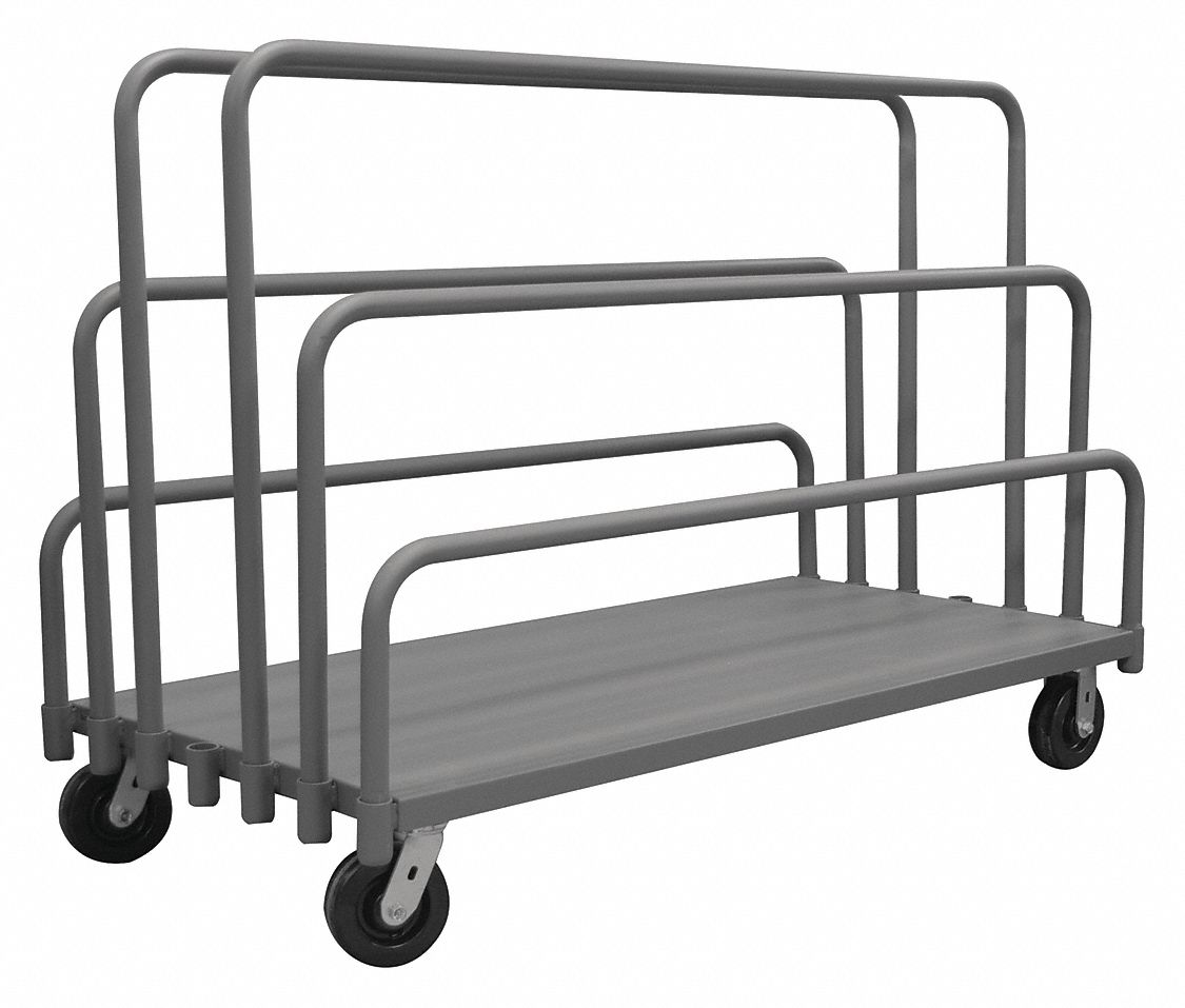 MULTIHEIGHT VERTICAL PANEL TRUCK WITH ADJUSTABLE RAILS, 2,000 LB LOAD CAPACITY, GREY