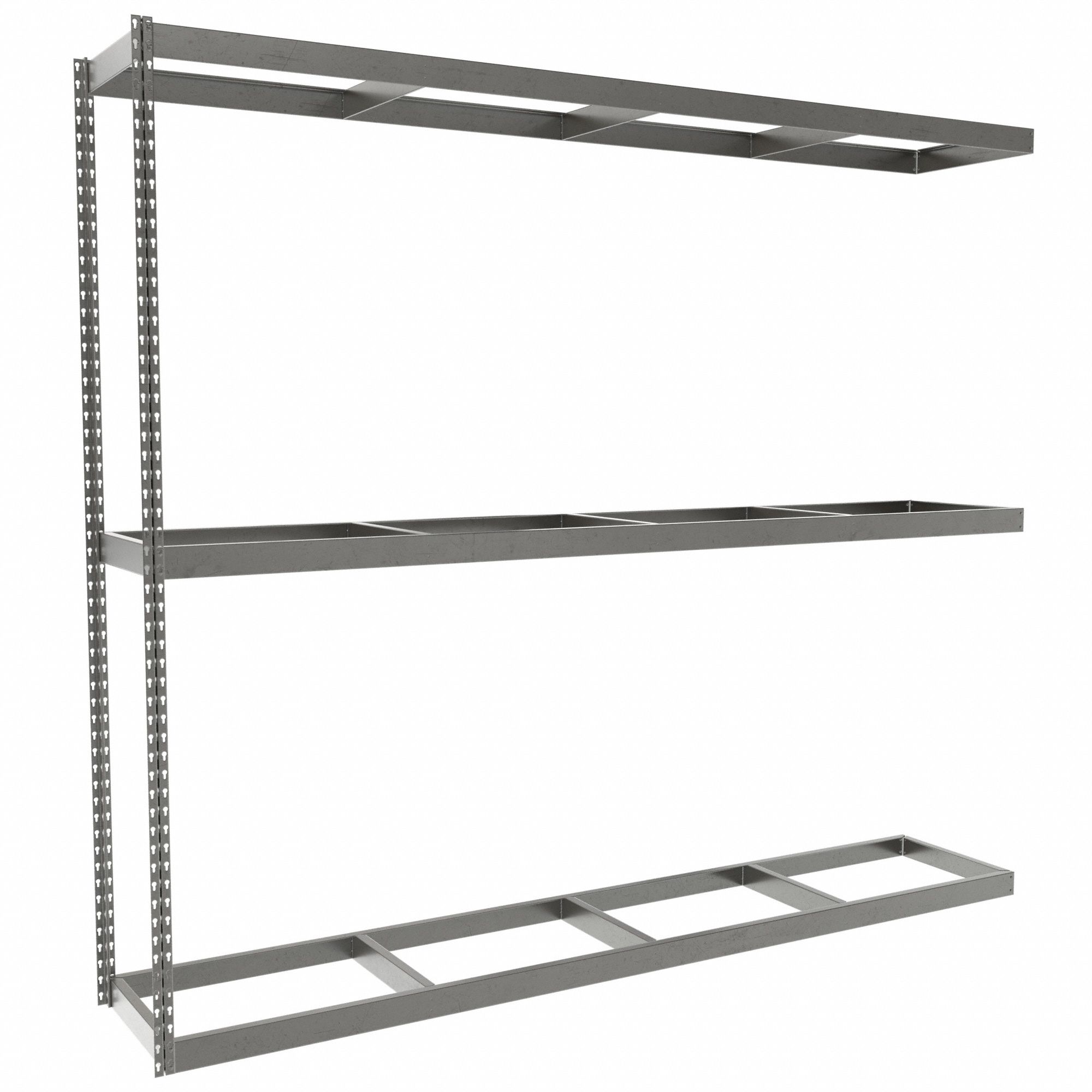 Boltless Shelving: Add-On, Heavy-Duty, 96 in x 18 in, 84 in Overall Ht, 3 Shelves