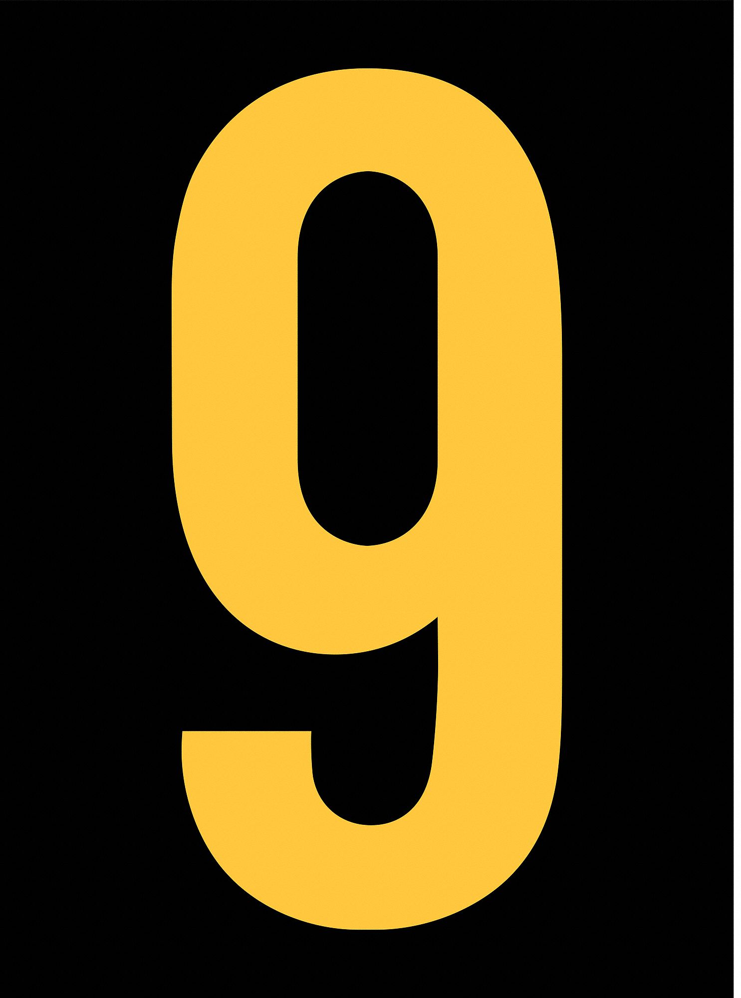 Number Label: 2 1/2 in Character Ht, Indoor/Outdoor, Engineer-Grade Retroreflective, Yellow, 25 PK