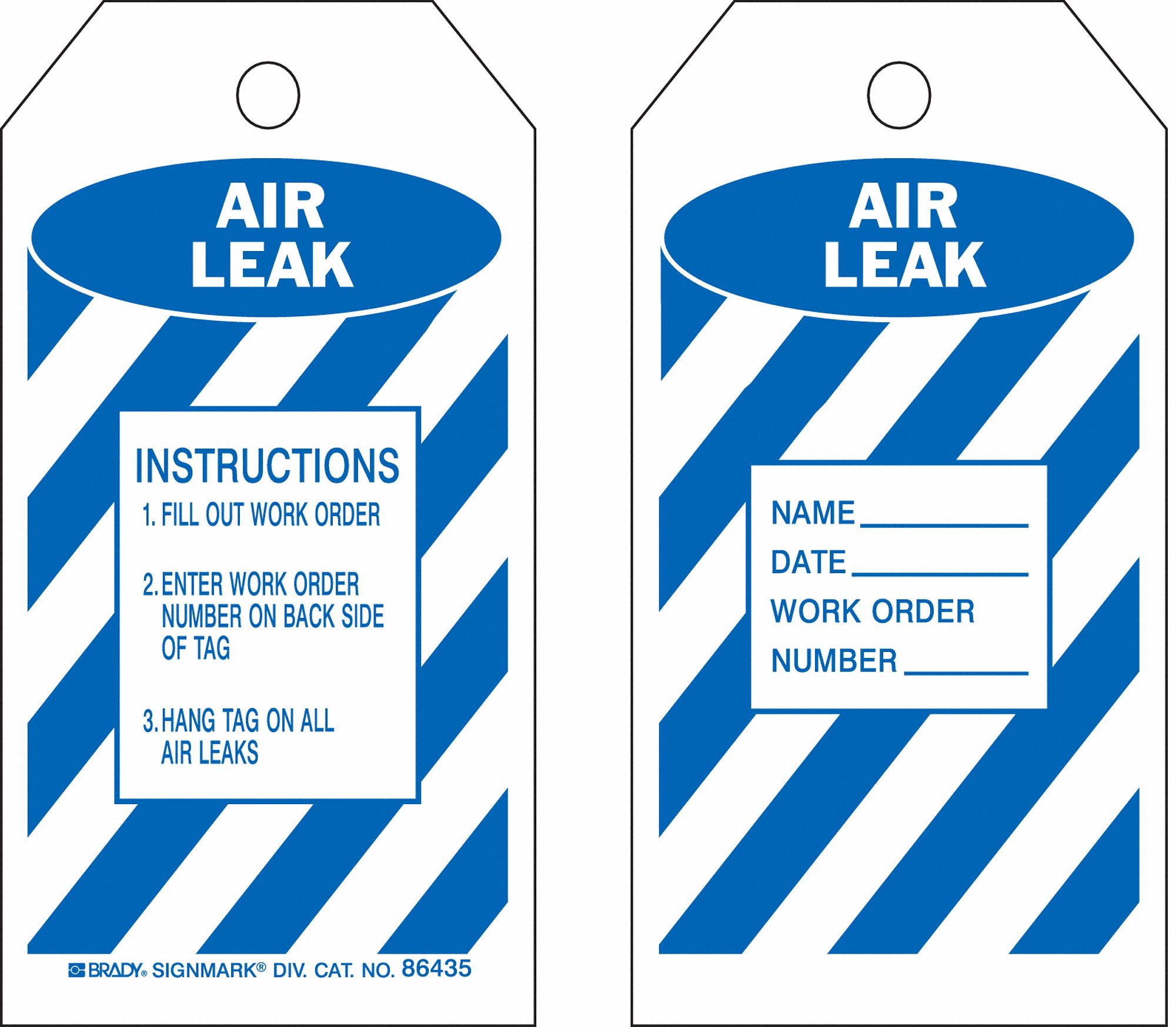 8CLA9 - Air Leak Tag 5-3/4 x 3 In Bl/Wht PK10