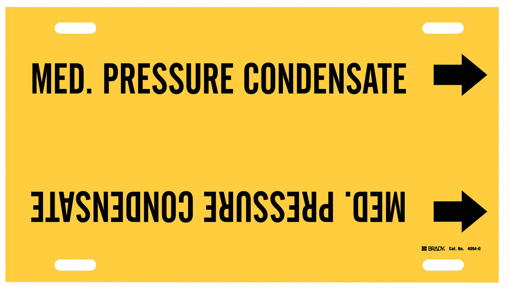 Pipe Marker: Med. Pressure Condensate, Yellow, Black, Fits 8 to 9 7/8 in Pipe O.D., 1 Pipe Markers