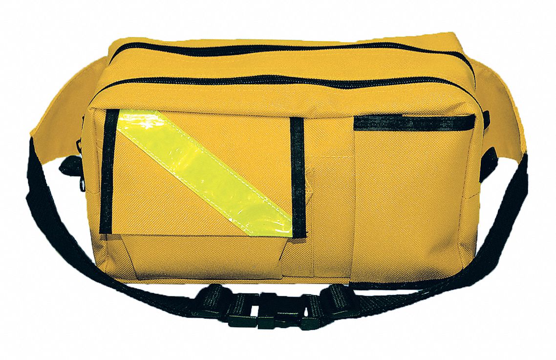 Fanny Pack: 10 in L x 5 in W x 6 in H, Cordura Nylon, Yellow, 0-10 in/21-30 in, 0-10 in/30+ in