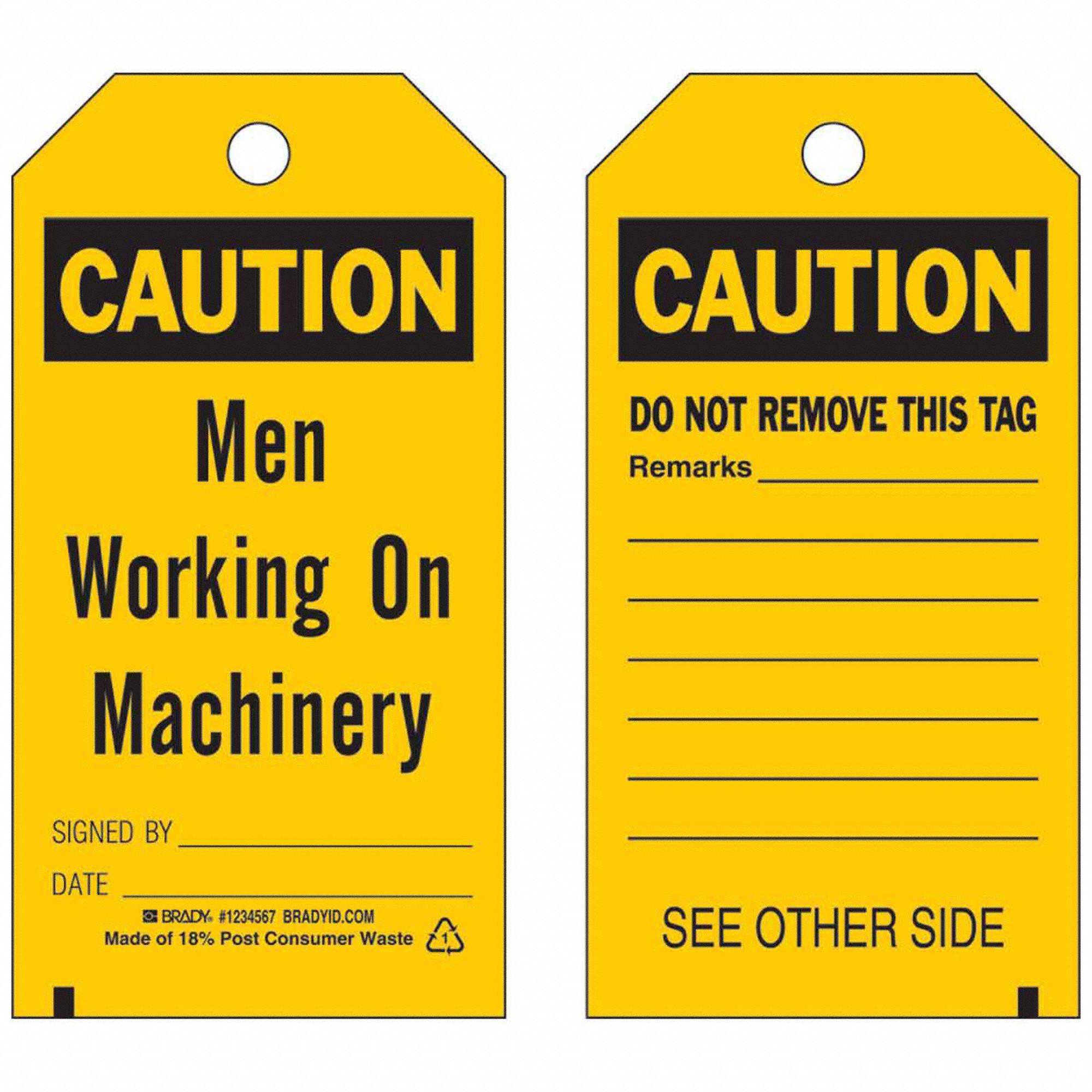 Caution Tag, 5 3/4in H, 3in W, Polyest, PK10