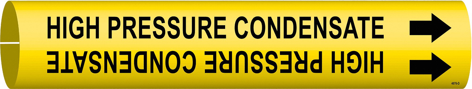 Pipe Marker: High Pressure Condensate, Yellow, Black, Fits 4 to 6 in Pipe O.D., 1 Pipe Markers