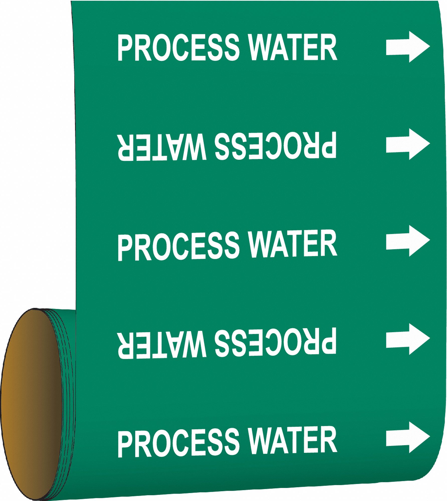 Pipe Marker: Process Water, Green, White, Fits 2 in and Smaller Pipe O.D., 30 Pipe Markers