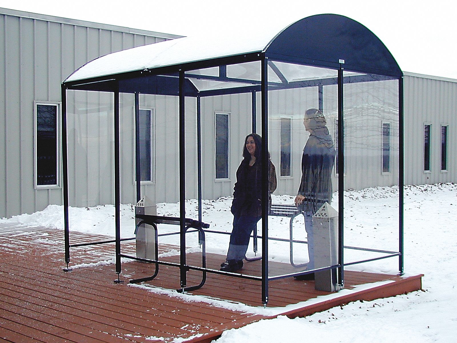 Smoking Shelter: 3 Sides, 165 in x 84 in x 95 in, Aluminum, Black, Includes Seating, Unassembled