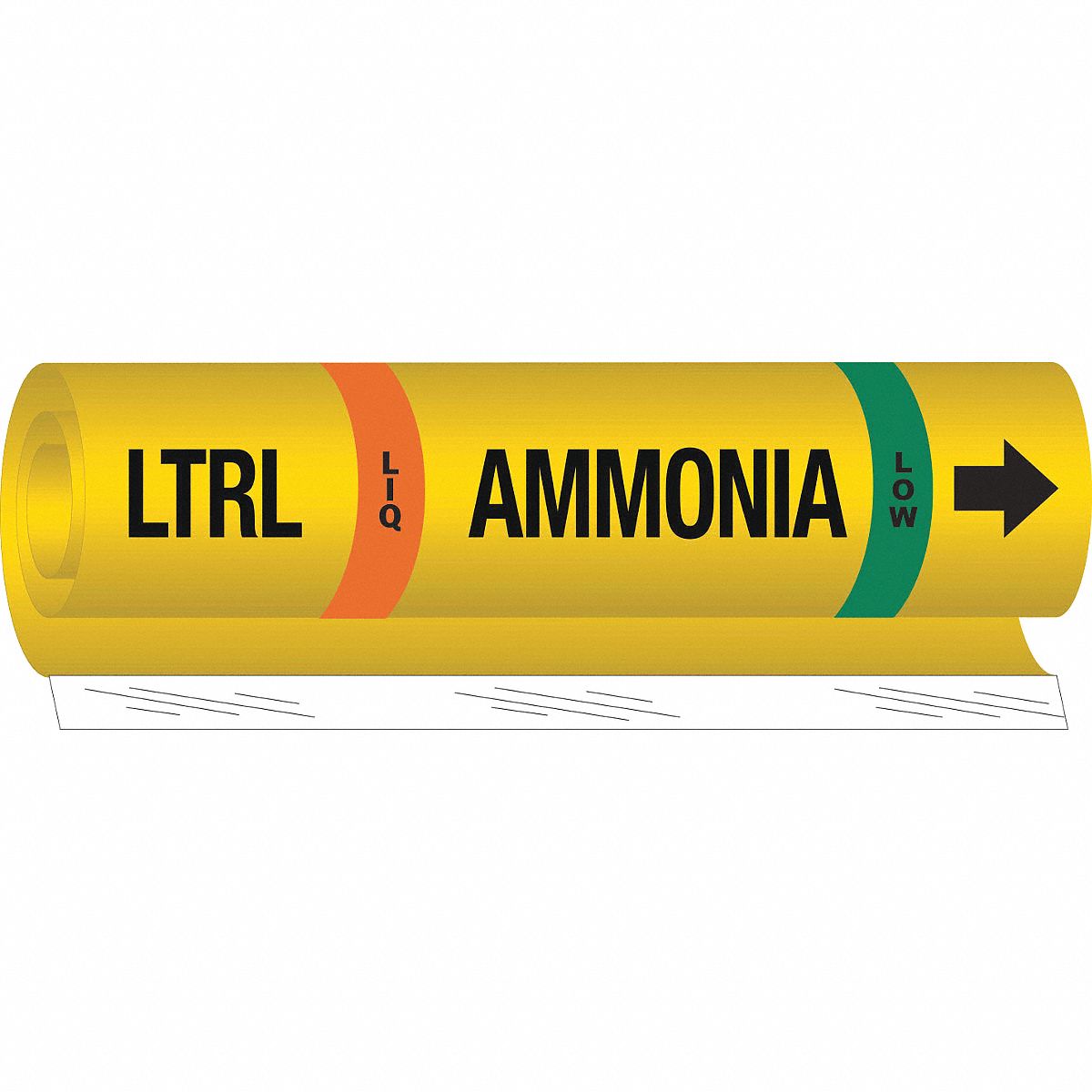 Pipe Marker: LTRL, LIQ, Low, Fits 1 1/2 to 2 3/8 in Pipe O.D., 1 Pipe Markers, With