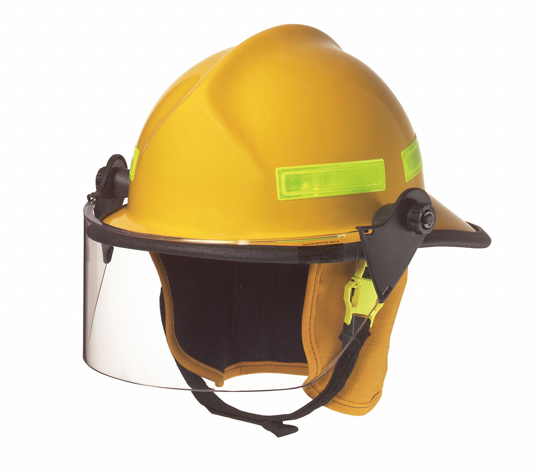 Fire Helmet: 6-3/8 to 8-3/8 Fits Hat Size, Yellow, Fiberglass, Modern, Ratchet