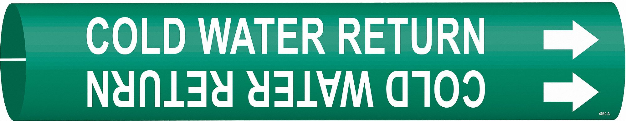 Pipe Marker: Cold Water Return, Green, White, Fits 3/4 to 1 3/8 in Pipe O.D., 1 Pipe Markers