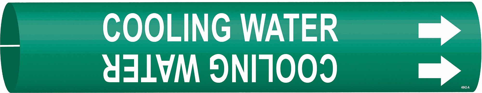Pipe Marker: Cooling Water, Green, White, Fits 3/4 to 1 3/8 in Pipe O.D., 1 Pipe Markers