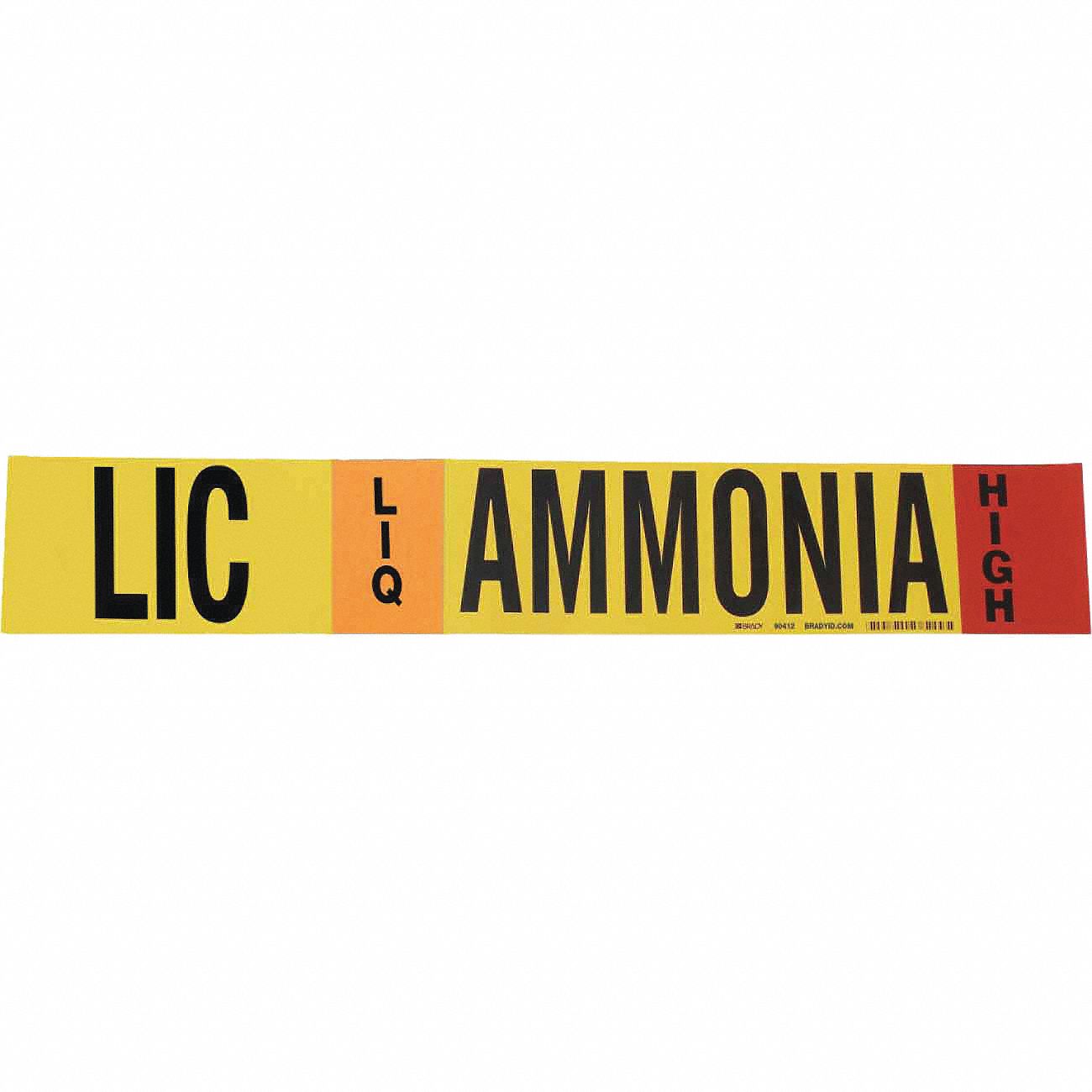 Pipe Marker: LIC, LIQ, High, Fits 2 1/2 to 7 7/8 in Pipe O.D., 1 Pipe Markers, Without