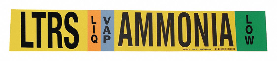 Pipe Marker: LTRS, LIQ/VAP, Low, Fits 2 1/2 to 7 7/8 in Pipe O.D., 1 Pipe Markers, Without