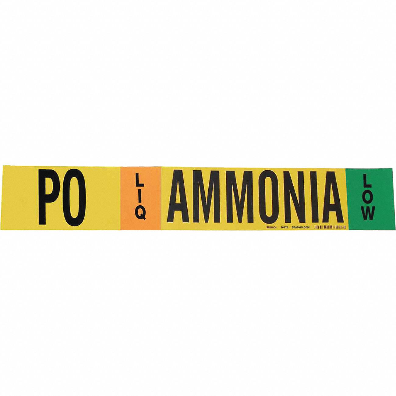 Pipe Marker: PO, LIQ, Low, Fits 2 1/2 to 7 7/8 in Pipe O.D., 1 Pipe Markers, Without