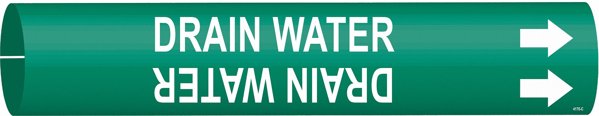 Pipe Marker: Drain Water, Green, White, Fits 2 1/2 to 3 7/8 in Pipe O.D., 1 Pipe Markers