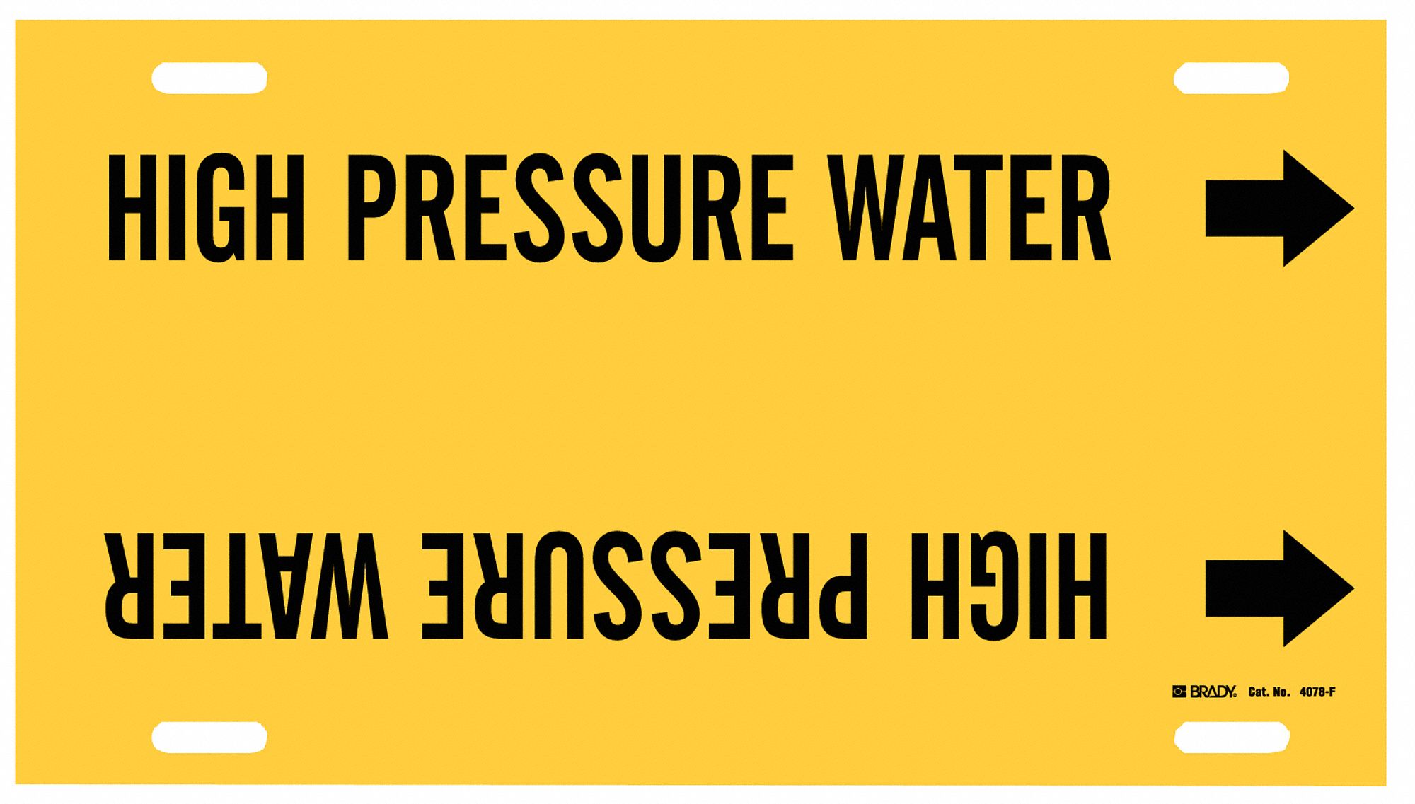 Pipe Marker: High Pressure Water, Yellow, Black, Fits 6 to 7 7/8 in Pipe O.D., 1 Pipe Markers