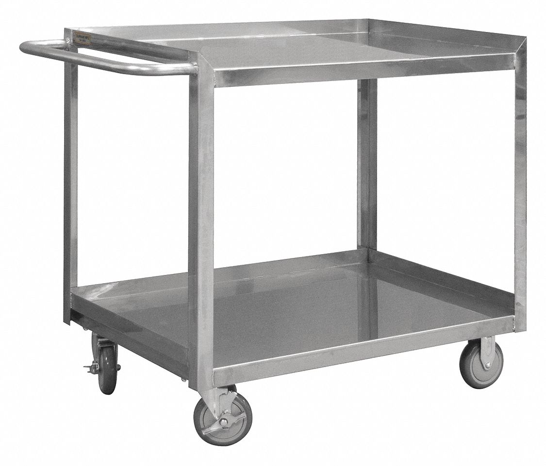 Corrosion-Resistant Utility Cart with Single-Side Flush Metal Shelves