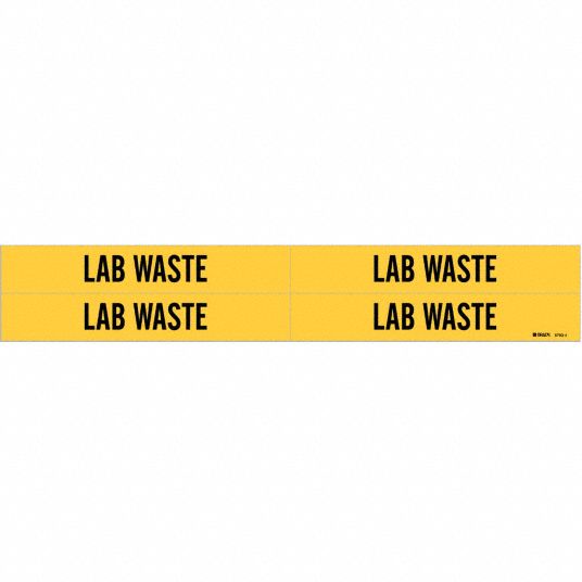Lab Waste, Yellow, Pipe Marker - 8CPL2|8793-4 - Grainger