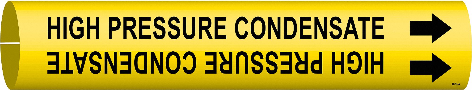 Pipe Marker: High Pressure Condensate, Yellow, Black, Fits 3/4 to 1 3/8 in Pipe O.D., 1 Pipe Markers