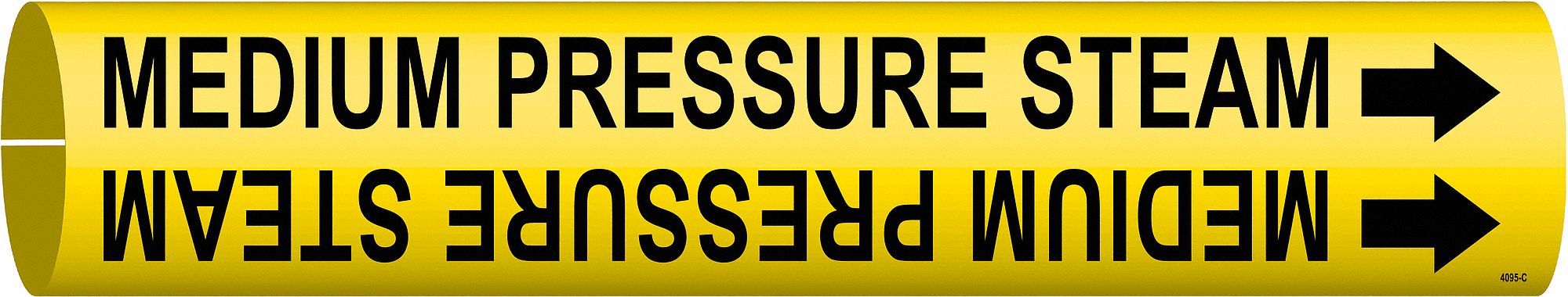 Pipe Marker: Medium Pressure Steam, Yellow, Black, Fits 2 1/2 to 3 7/8 in Pipe O.D., 1 Pipe Markers