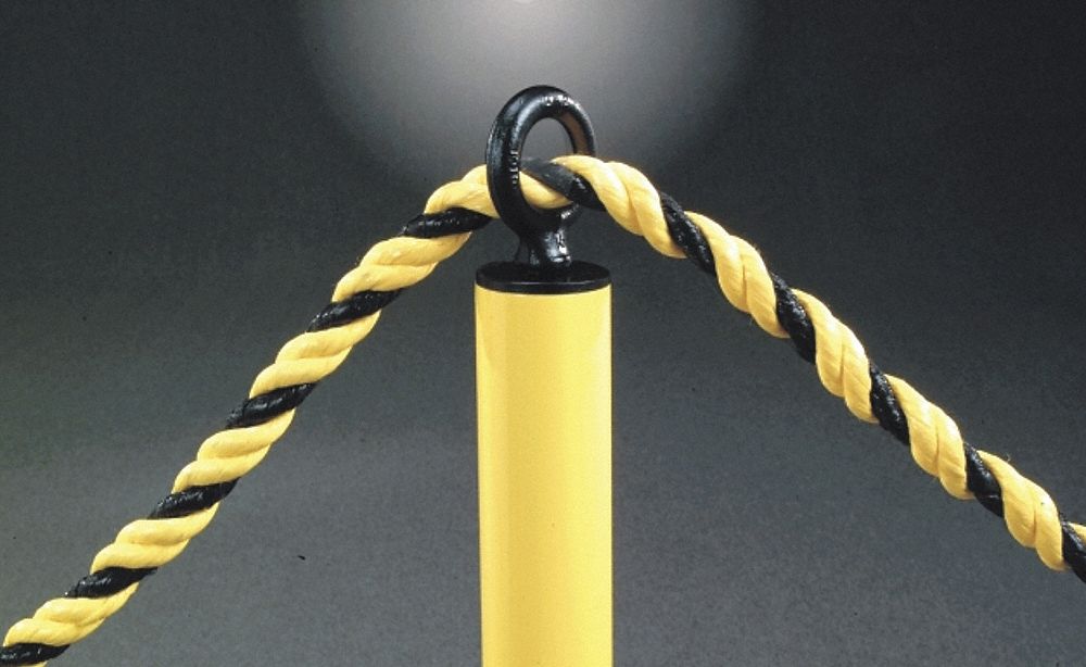 Polypropylene Barrier Rope, Black, Yellow Rope Color, Chrome Snap End ...