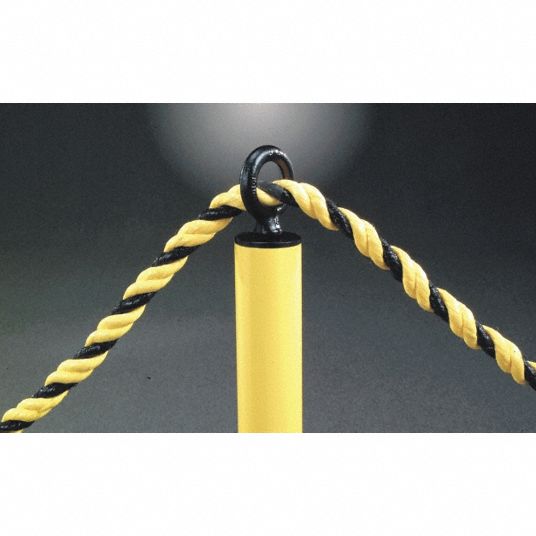 Polypropylene Barrier Rope, Black, Yellow Rope Color, Chrome Snap End ...