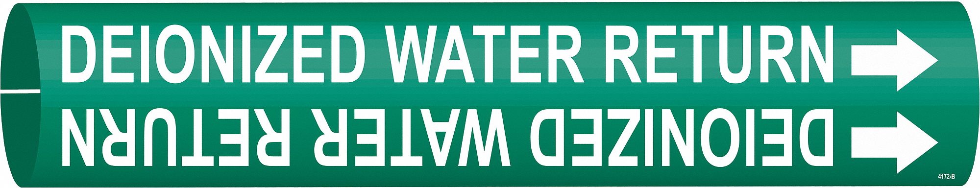 Pipe Marker: Deionized Water Return, Green, White, Fits 1 1/2 to 2 3/8 in Pipe O.D., 1 Pipe Markers