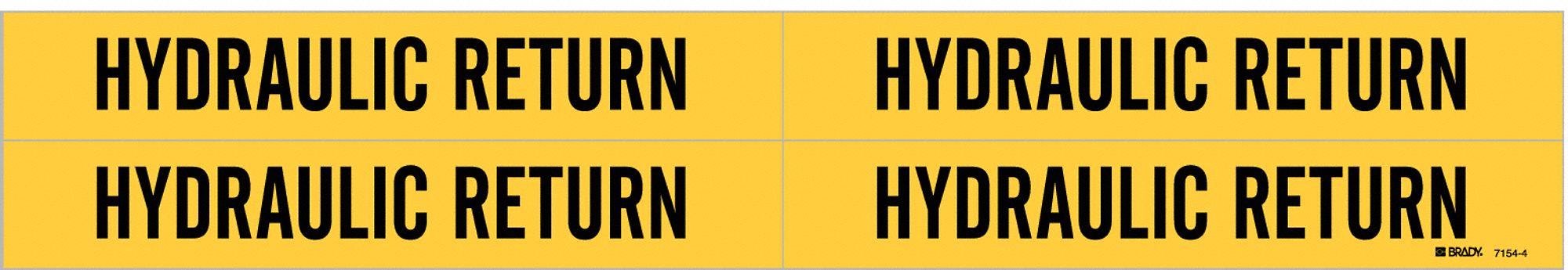 Pipe Marker: Hydraulic Return, Yellow, Black, Fits 3/4 to 2 3/8 in Pipe O.D., 4 Pipe Markers