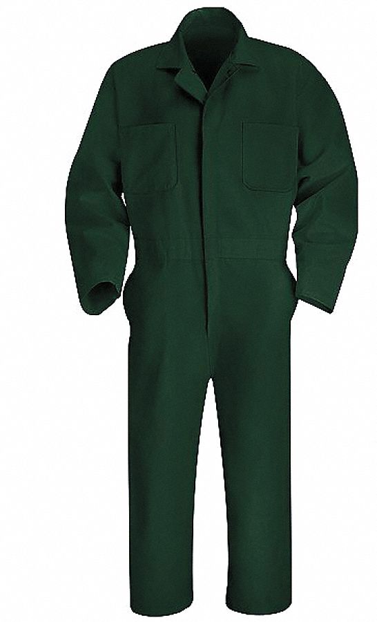 VF WORKWEAR Coverall, L, 65 Polyester/35 Cotton, Green, Unisex