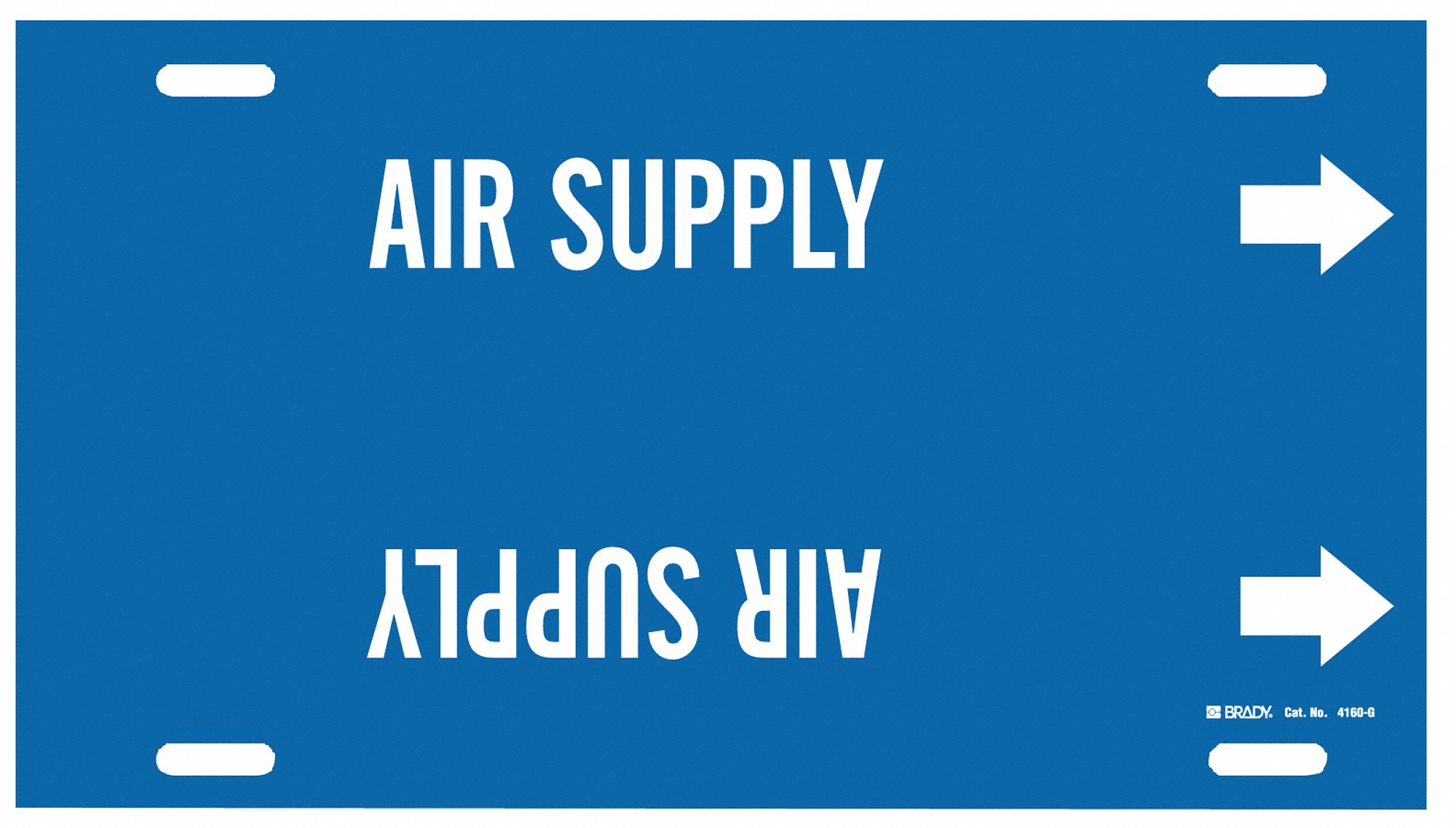 Pipe Marker: Air Supply, Blue, White, Fits 8 to 9 7/8 in Pipe O.D., 1 Pipe Markers, With Arrows