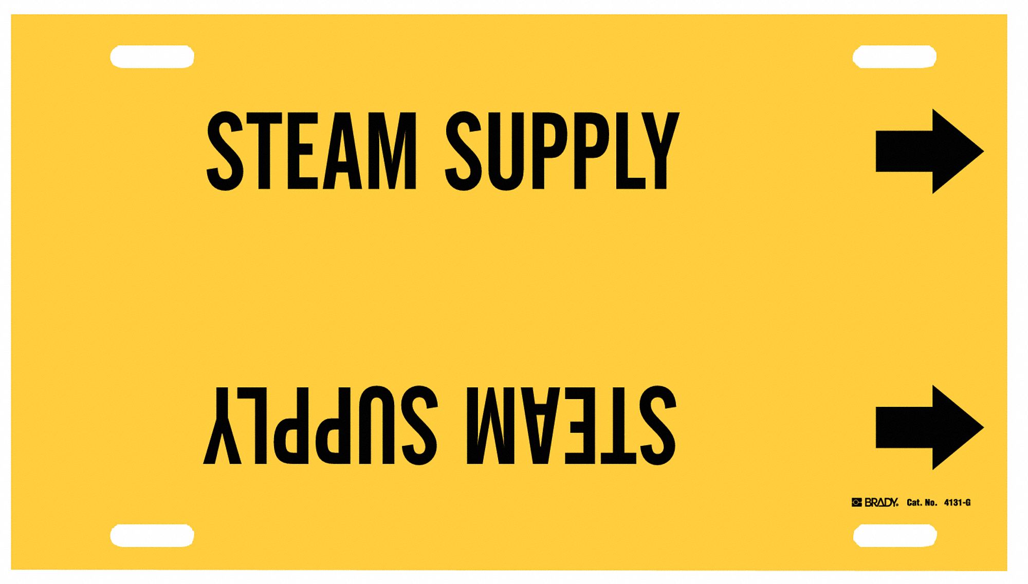 Pipe Marker: Steam Supply, Yellow, Black, Fits 8 to 9 7/8 in Pipe O.D., 1 Pipe Markers, With Arrows