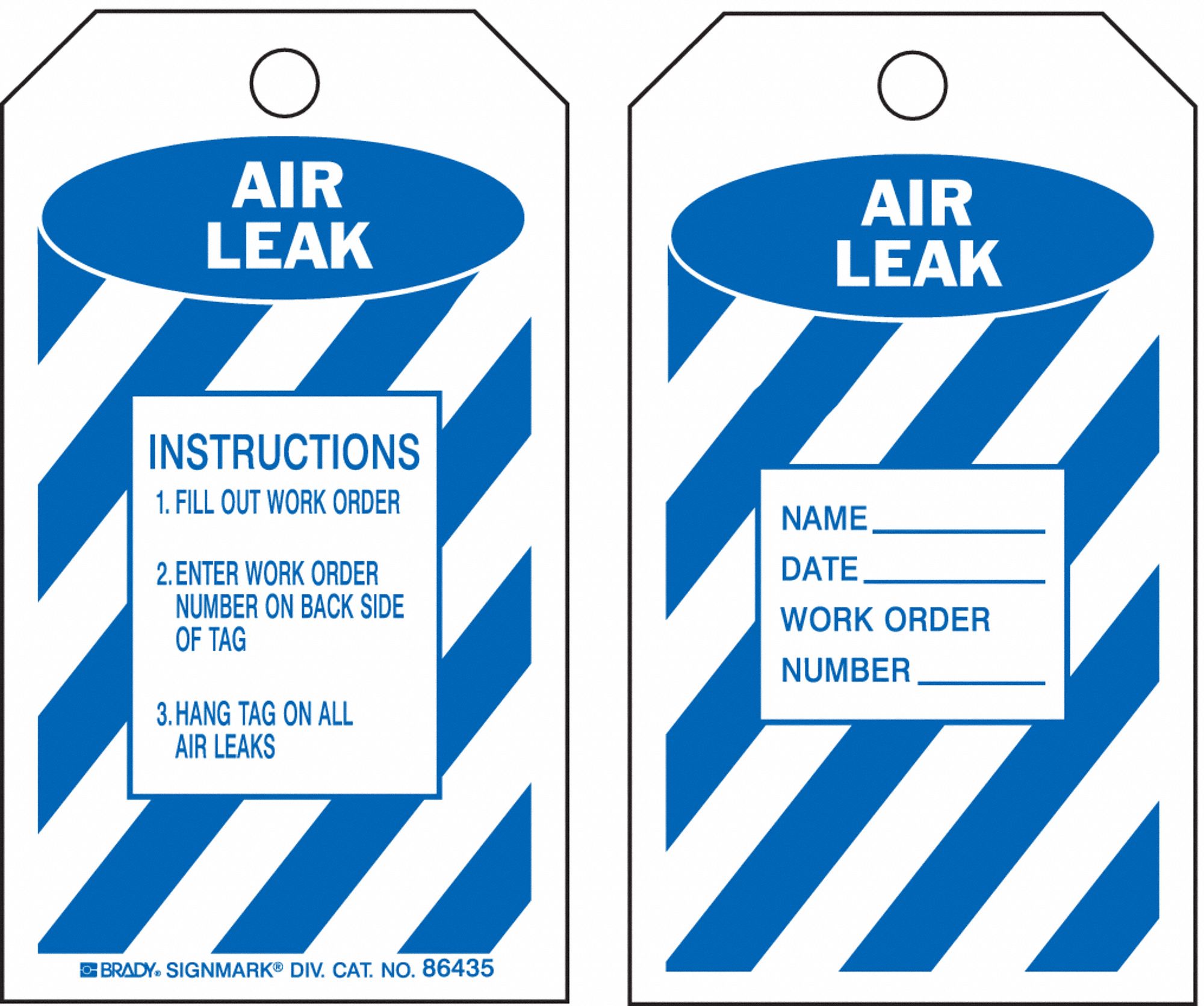 8CV32 - Air Leak Tag 5-3/4 x 3 In Bl/Wht PK10