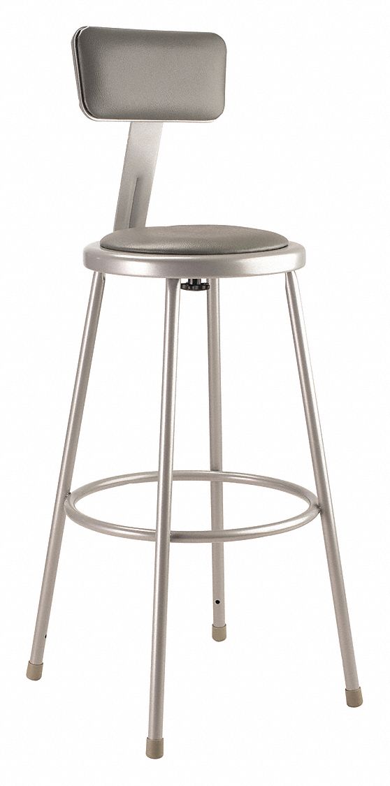 NATIONAL PUBLIC SEATING Round Stool with 30 in Seat Height Range and
