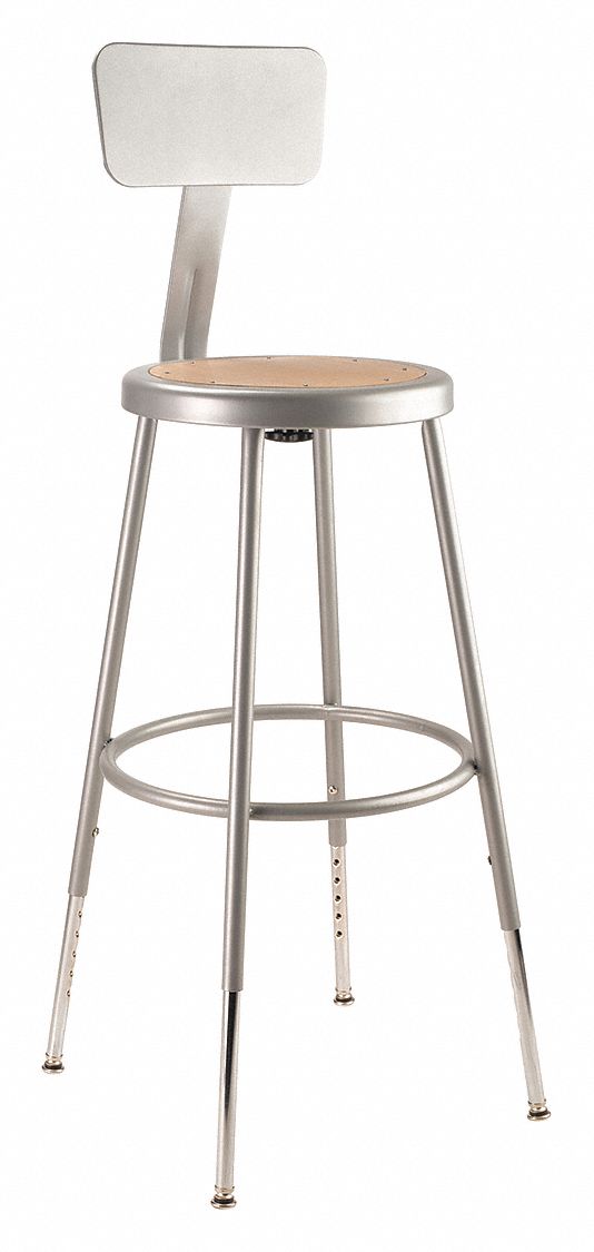 NATIONAL PUBLIC SEATING Round Stool with 25 in to 30 in Seat Height