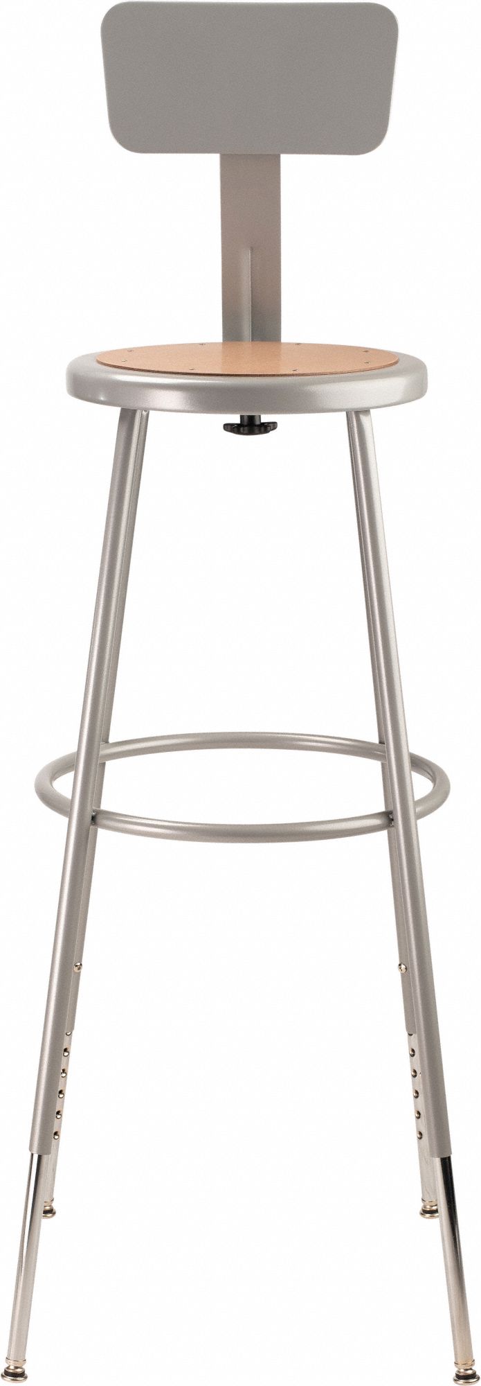 NATIONAL PUBLIC SEATING Round Stool: 44 in Overall Ht, Drilled Leg ...