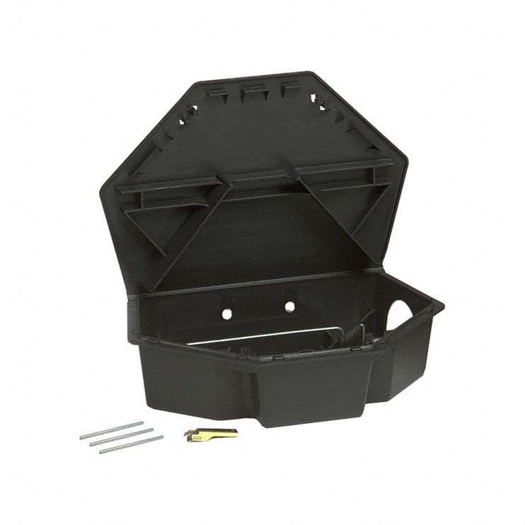 Tamper Resistant Rodent Station: Box Trap, Box, 16 oz Container Size, Bait Station