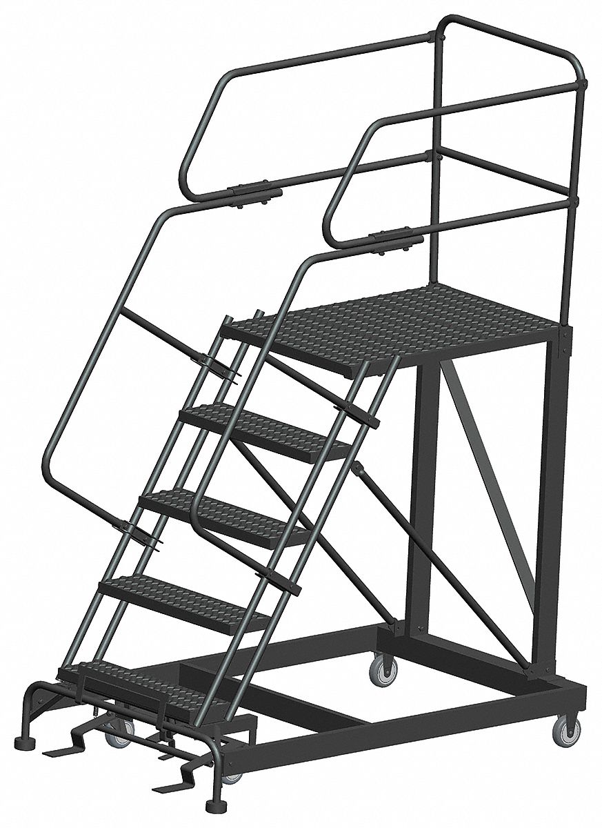 Mobile Work Platform: 4.2 ft Platform Ht - Max, 36 in x 36 in, Steel, 800 lb Load Capacity