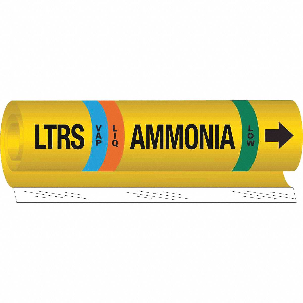 Pipe Marker: LTRS, LIQ/VAP, Low, Fits 1 1/2 to 2 3/8 in Pipe O.D., 1 Pipe Markers, With
