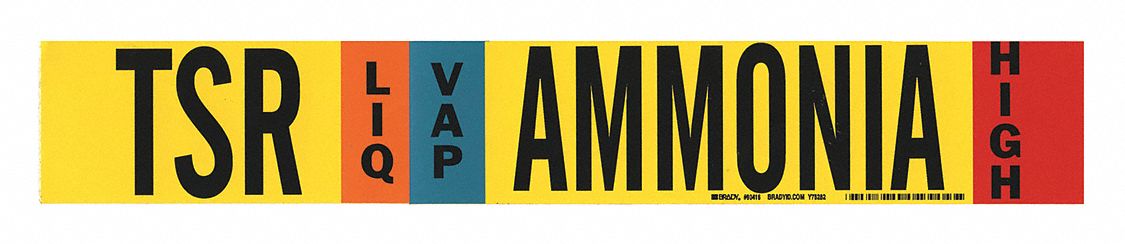 Pipe Marker: TSR, LIQ/VAP, High, Fits 2 1/2 to 7 7/8 in Pipe O.D., 1 Pipe Markers, Without