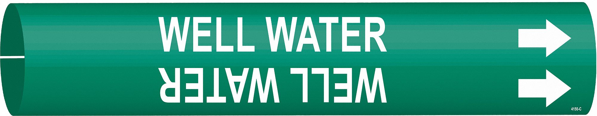 Pipe Marker: Well Water, Green, White, Fits 2 1/2 to 3 7/8 in Pipe O.D., 1 Pipe Markers, With Arrows