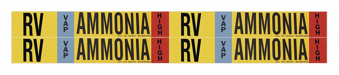 Pipe Marker: RV, VAP, High, Fits 3/4 to 2 3/8 in Pipe O.D., 4 Pipe Markers, Without