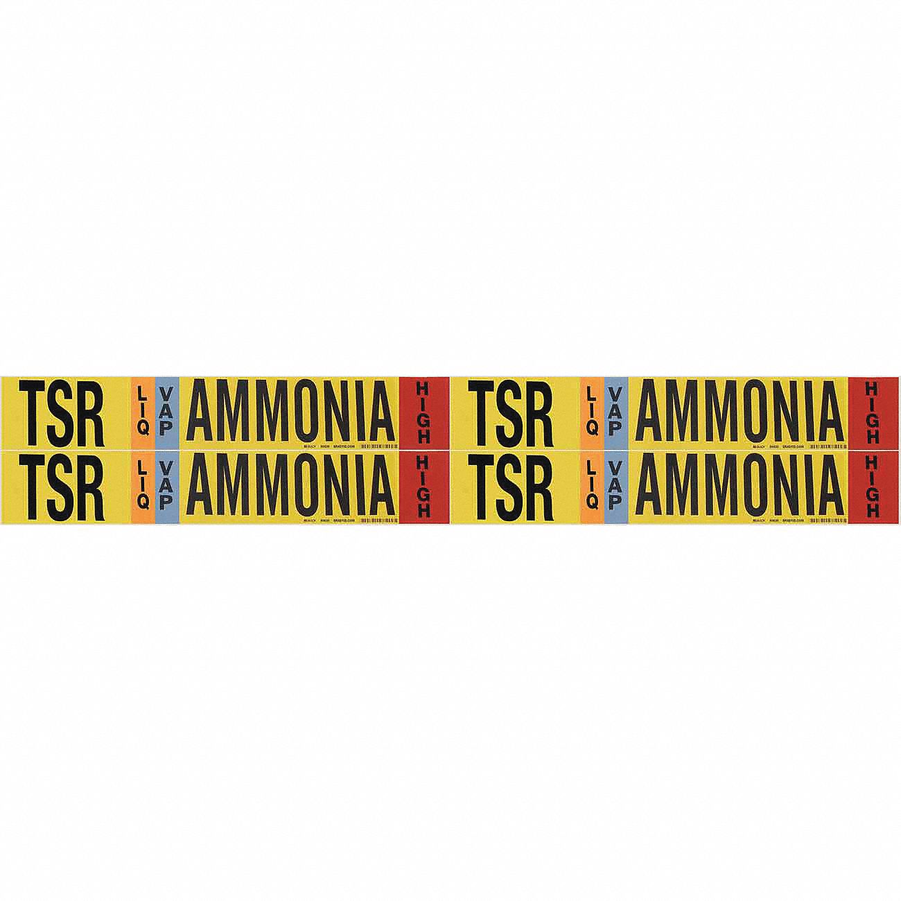 Pipe Marker: TSR, LIQ/VAP, High, Fits 3/4 to 2 3/8 in Pipe O.D., 4 Pipe Markers, Without