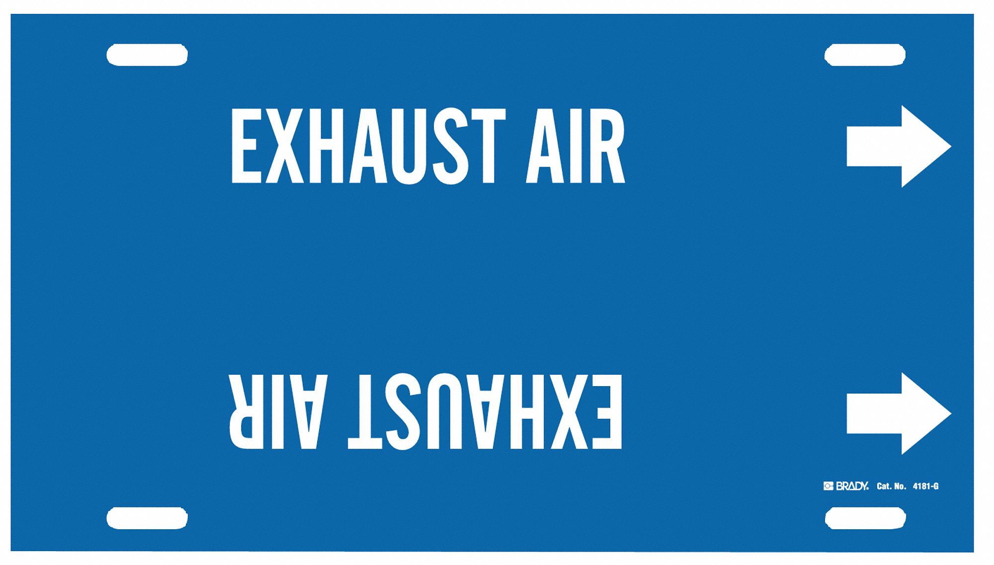 Pipe Marker: Exhaust Air, Blue, White, Fits 8 to 9 7/8 in Pipe O.D., 1 Pipe Markers, With Arrows