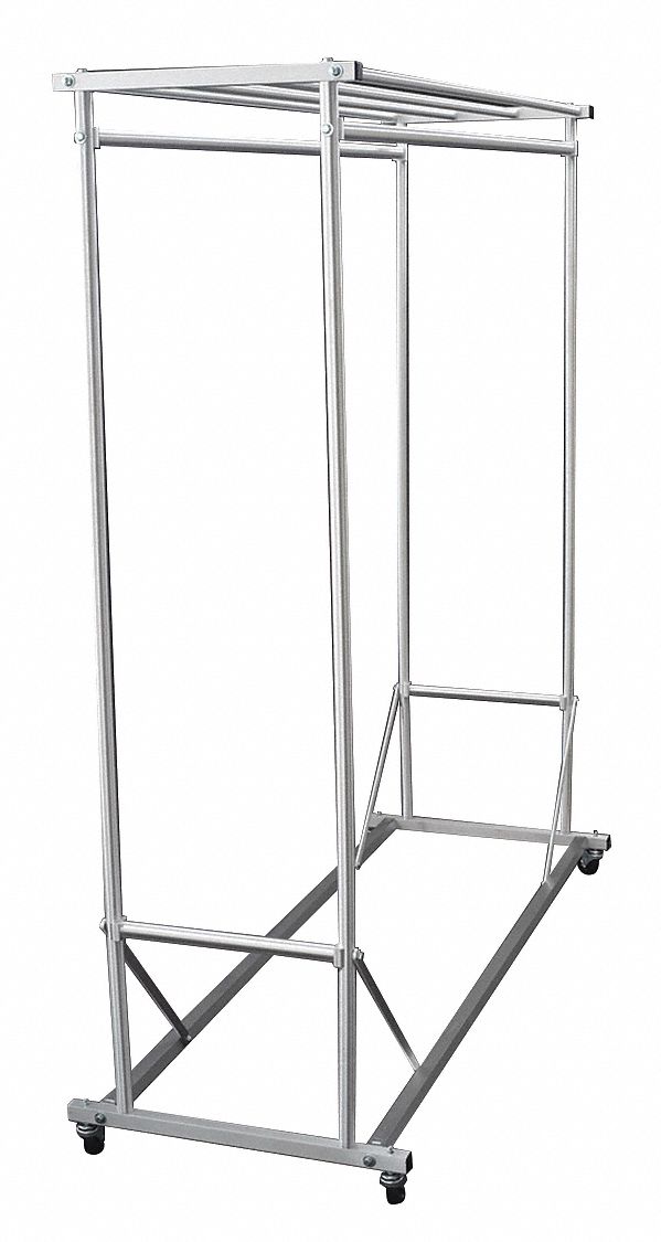 GLARO, 64 in, 60 in Dp, DoubleSided Mobile Coat Rack 8CWR21355SA