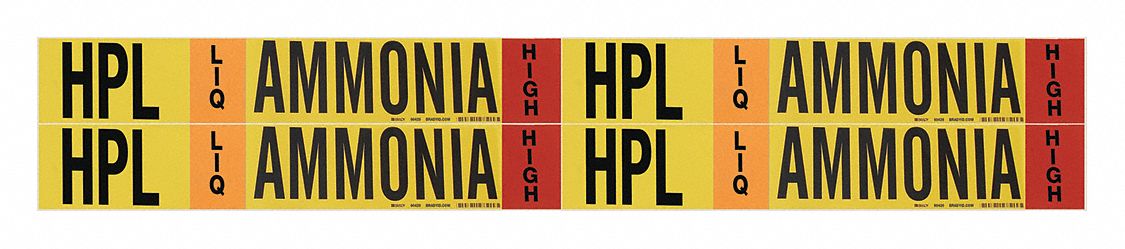Pipe Marker: HPL, LIQ, High, Fits 3/4 to 2 3/8 in Pipe O.D., 4 Pipe Markers, Without
