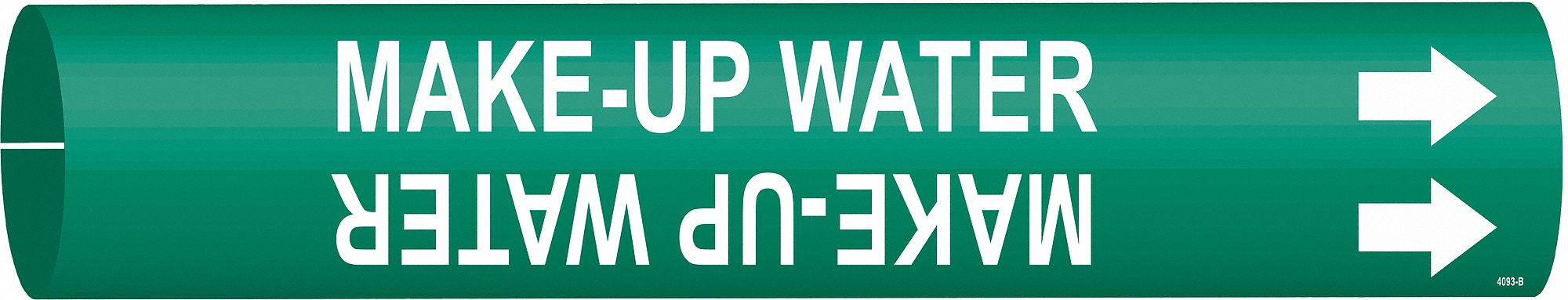 Pipe Marker: Make Up Water, Green, White, Fits 1 1/2 to 2 3/8 in Pipe O.D., 1 Pipe Markers