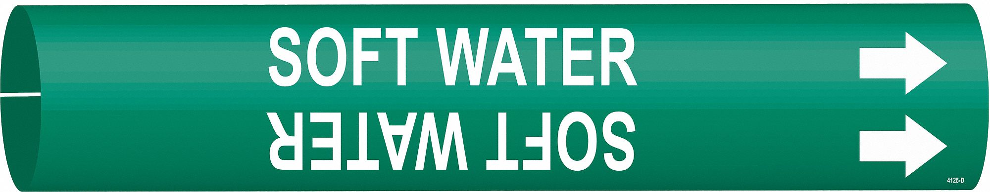 Pipe Marker: Soft Water, Green, White, Fits 4 to 6 in Pipe O.D., 1 Pipe Markers, With Arrows