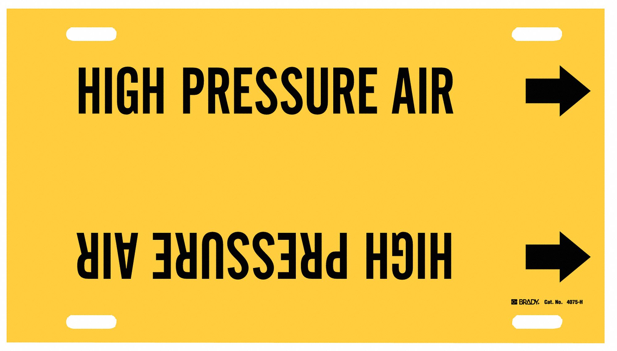 Pipe Marker: High Pressure Air, Yellow, Black, Fits 10 to 15 in Pipe O.D., 1 Pipe Markers