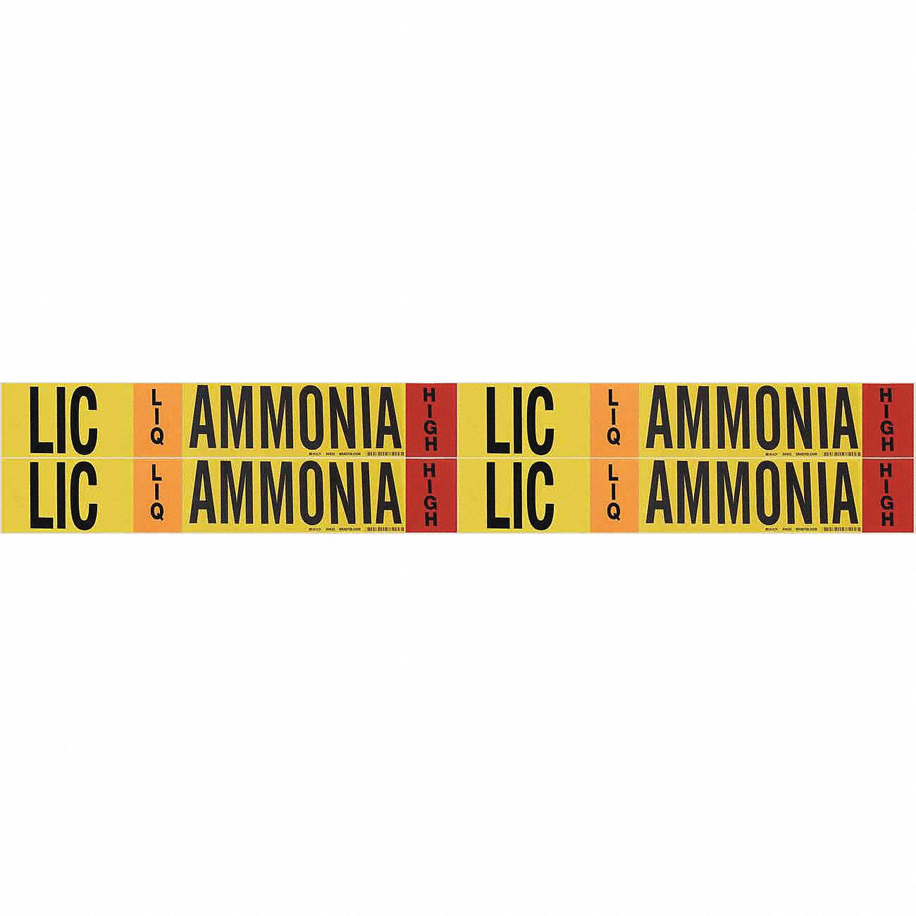 Pipe Marker: LIC, LIQ, High, Fits 3/4 to 2 3/8 in Pipe O.D., 4 Pipe Markers, Without
