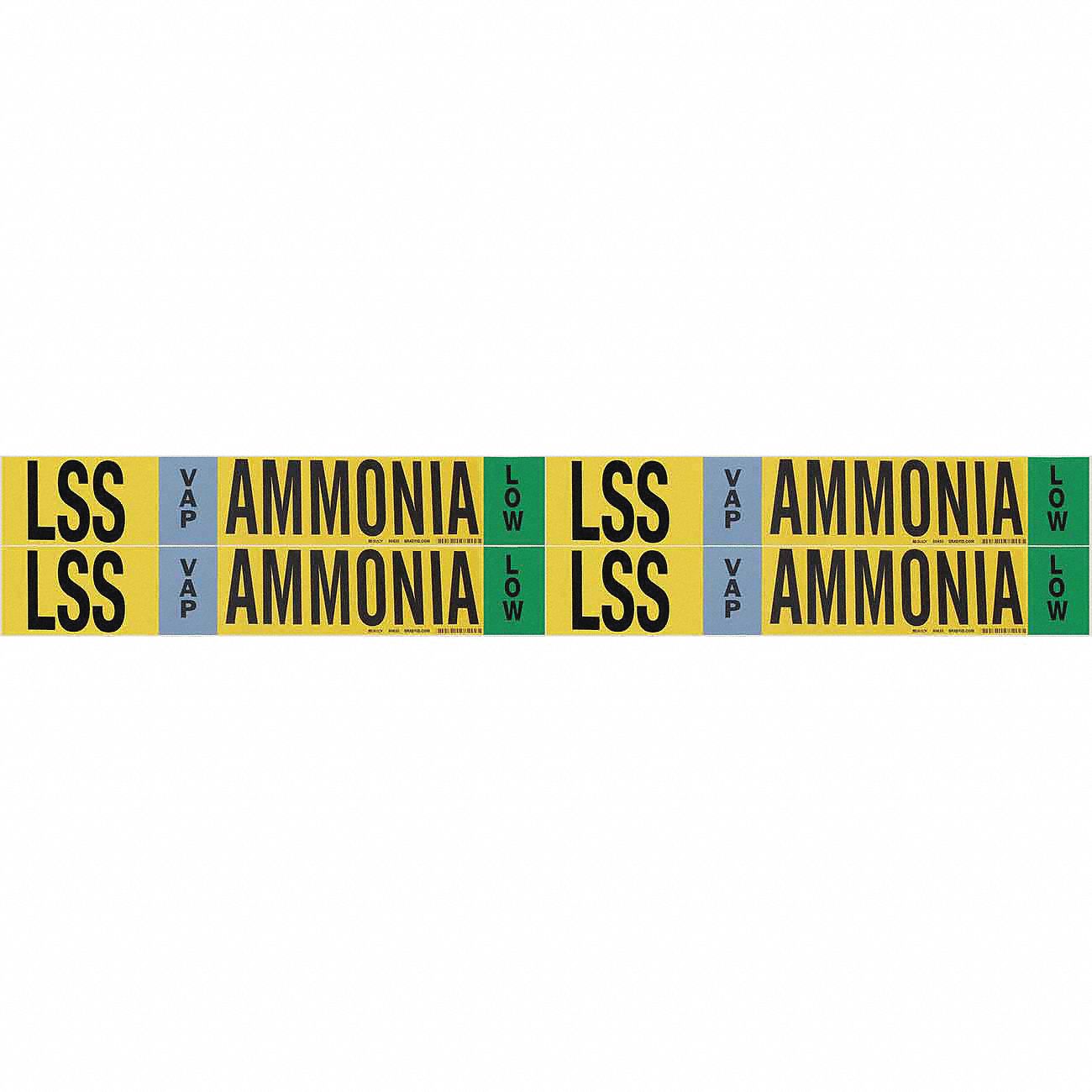 Pipe Marker: LSS, VAP, Low, Fits 3/4 to 2 3/8 in Pipe O.D., 4 Pipe Markers, Without