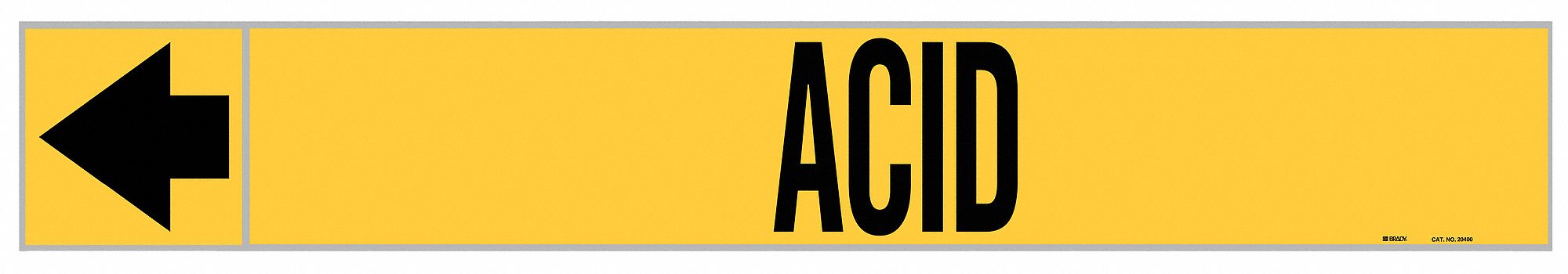 Pipe Marker: Acid, Yellow, Black, Fits 1 1/2 to 2 in Pipe O.D., 25 Pipe Markers, With Arrows